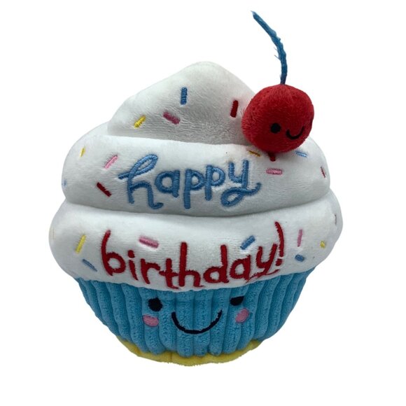 "Happy Birthday" Cupcake Plush Stuffed Toy Cherry Topper 7" American Greetings - Picture 1 of 5